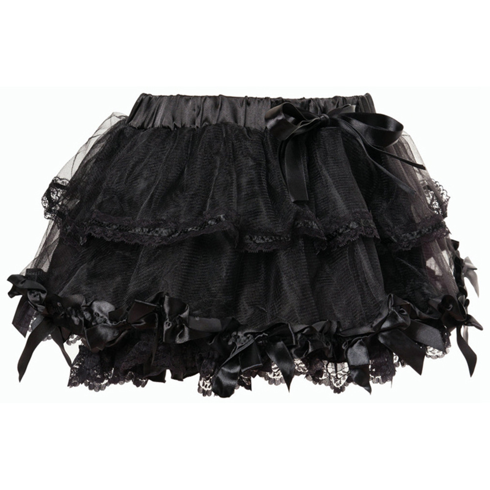 暗黑哥特风新款欧美时尚性感拼接蓬蓬裙网纱蝴蝶结松紧带半身短裙