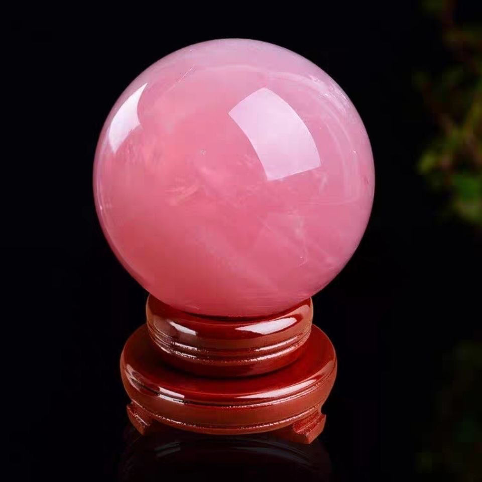 新款粉水晶球摆件招财镇宅国风好运球芙蓉水晶招桃花旺爱情