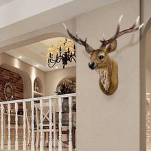 招财鹿头装饰壁挂复古客厅玄关背景墙饰北欧风格麋鹿挂件鹿头墙上