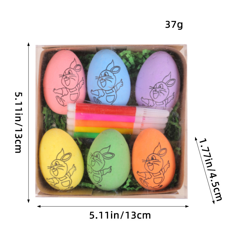 Cross-Border Hot Sale Easter DIY Hand-Painted Egg 2024 Cartoon Bunny Egg Children Handmade Gift Wholesale