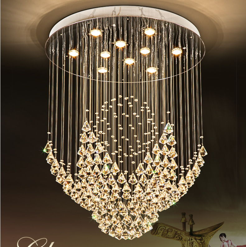 现代简约欧式客厅旋转别墅复式楼梯灯长水晶吊灯批发-报价-阿里巴巴
