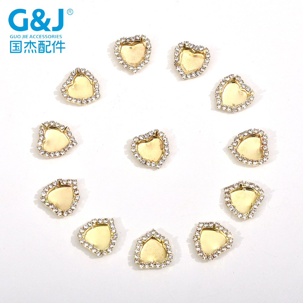 电镀心形空托围边爪钻水晶扣手缝钻托材料diy手工镶钻模具配件