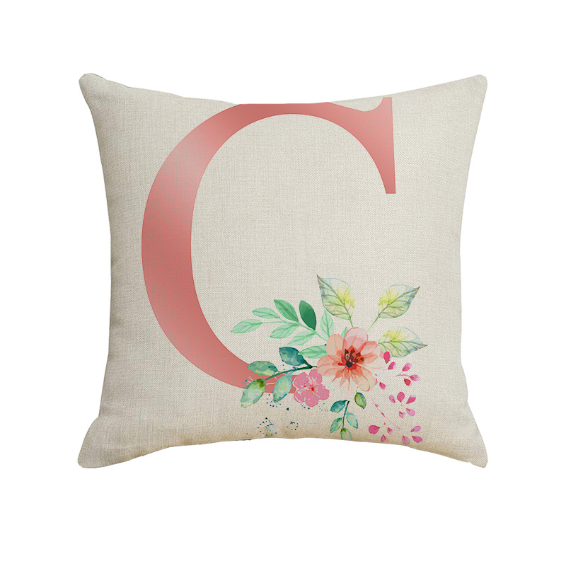 New Cross-Border Hot Selling Fresh Letters Series Pillow Cover Office Sofas Living Room Decoration Linen Cushion Cover