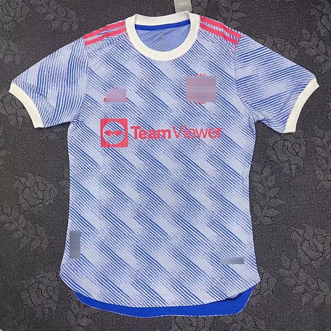 21-22曼联客场球员版c罗球衣短袖足球服修身足球服蓝色泰版