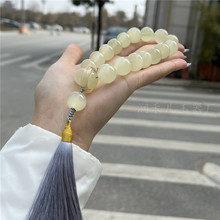 天然冰种蚕丝玉手串和青白玉老型珠手串冰种猫眼男女情侣款手链