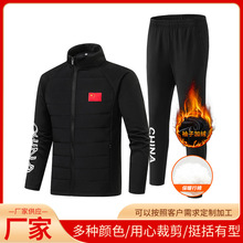 中国队冬季运动服套装棉衣加绒加厚男女出场服教练体育生训练服