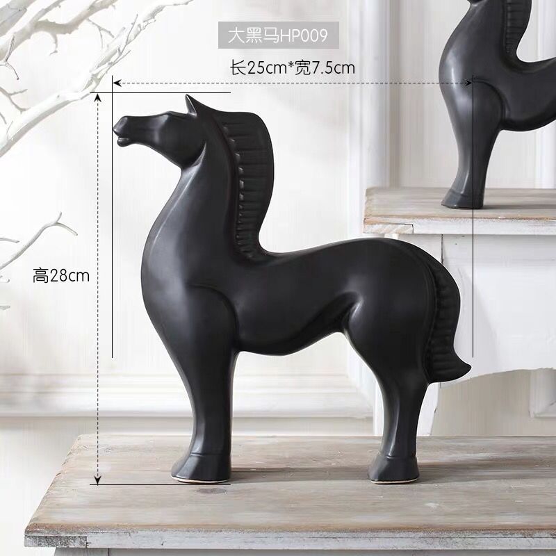 Nordic Home Decoration Simple Ceramic Crafts Horse Decoration Living Room TV Cabinet Wine Cabinet Soft Decoration Wholesale