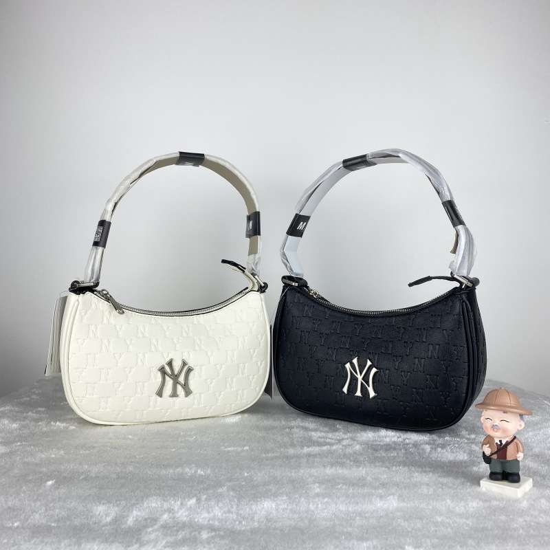 韩国mlb新款时尚女包压花满印腋下包ny法棍包pu单肩包休闲手提包