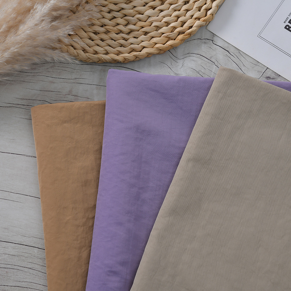 2024新款尼龙天丝皱面料 防风防水尼龙布皱布天丝防泼水布料胚布