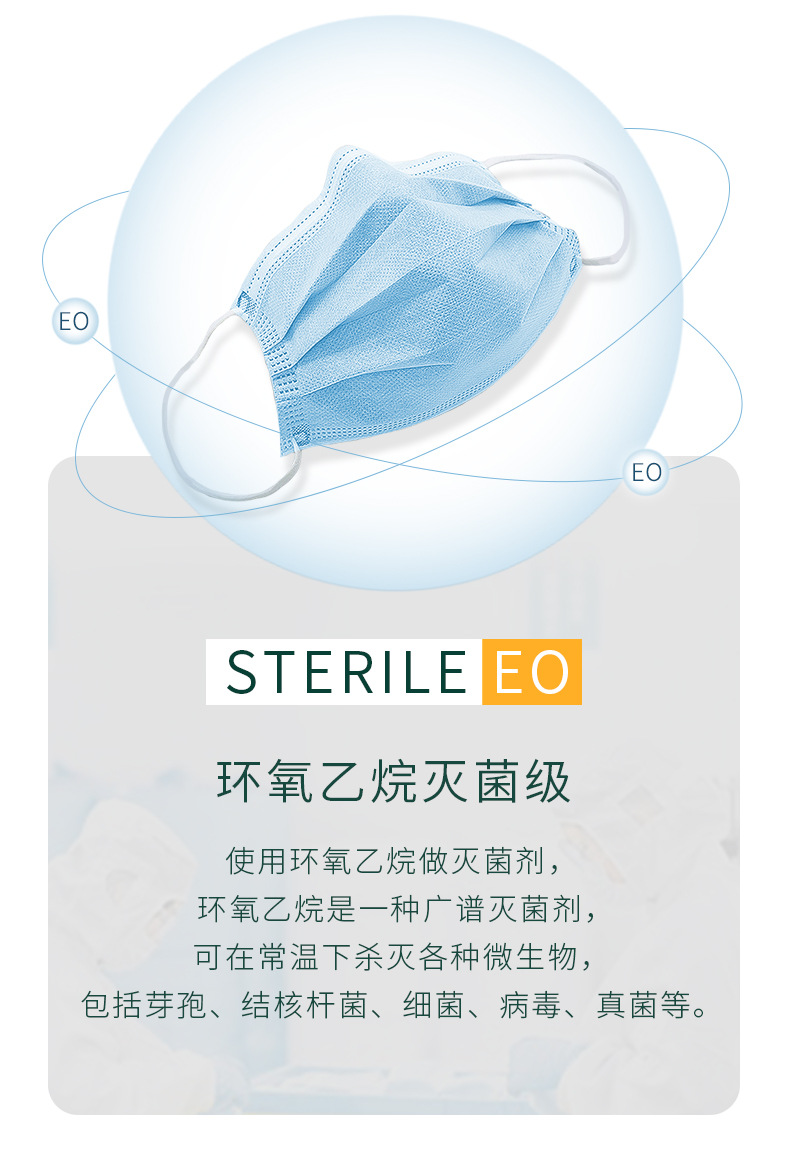 润米生物一次性医用外科口罩环氧乙烷灭菌型三层防护正规医护专用