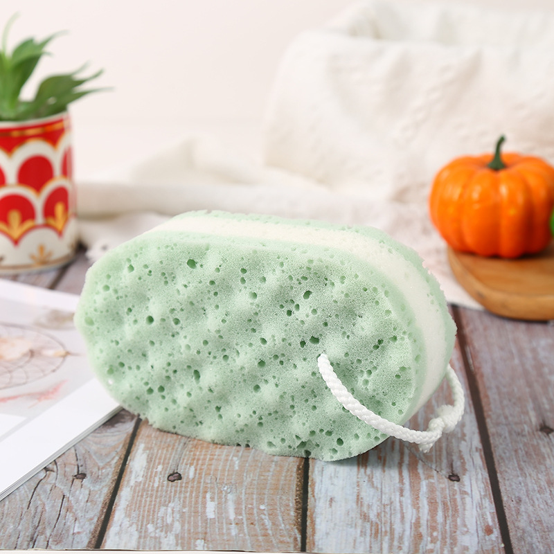 Creative Two-Color Oval Sponge Bathroom Bath Foam Towel Wash Cloth Bath Spong Mop in Stock Wholesale