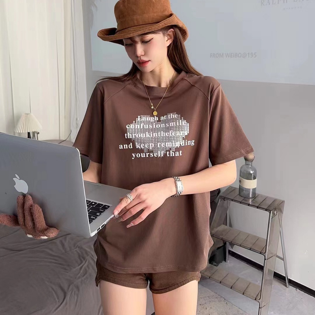 纯棉白色正肩短袖t恤女夏季新款即墨女装体恤字母印花