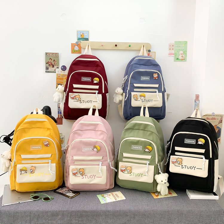 2022 Spring and Summer New Junior High School Student Campus Large Capacity Contrast Color Schoolbag Girls Leisure Travel Backpack Wholesale