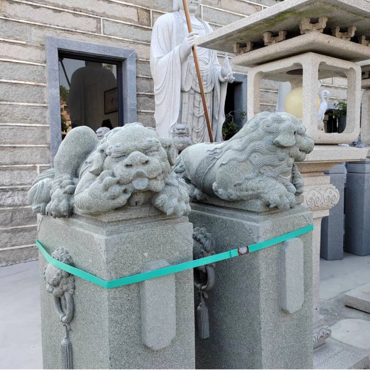 惠安石雕门墩抱鼓石家用庭院门口青石貔貅麒麟大象仿古做旧石鼓