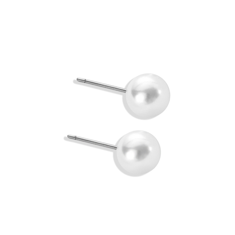 8mm Japanese and Korean Jewelry Simple Pearl Small Bean Stud Earrings Small Pearl Earrings Jewelry