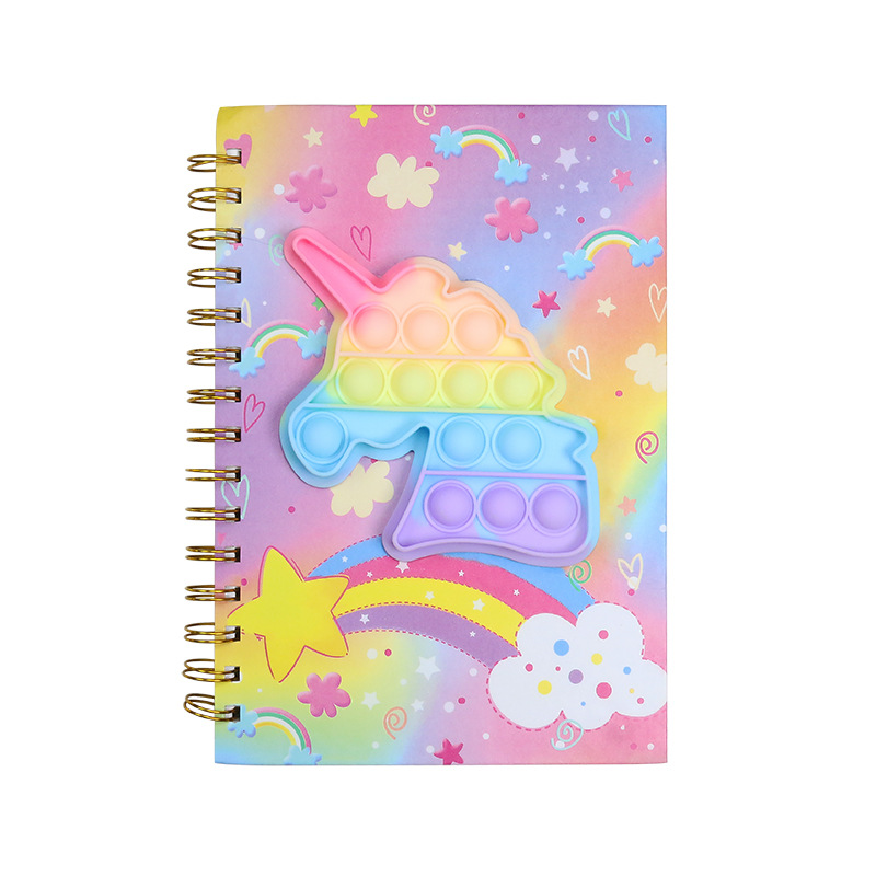 A5 Cartoon Decompression Notebook Mouse Killer Pioneer Rainbow Coil Notebook Student Press Music Silicone Hand Account Notepad