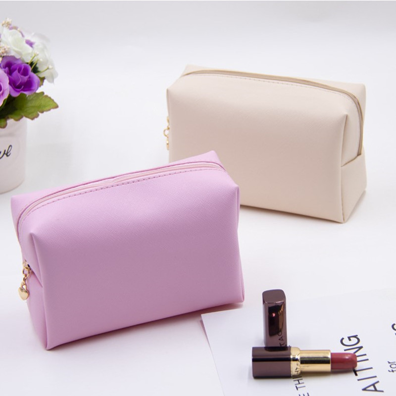 Amazon Hot Sale Cosmetic Bag Foreign Trade Leather Women's Pu Square Portable Waterproof Travel Toiletry Bag