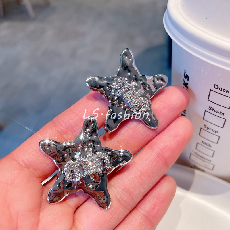 Personality Five-Pointed Star Alloy Small Hairclip Bang Clip Rhinestone Min Small Hairpin Forehead Cropped Hair Clip Cute Duckbill Clip