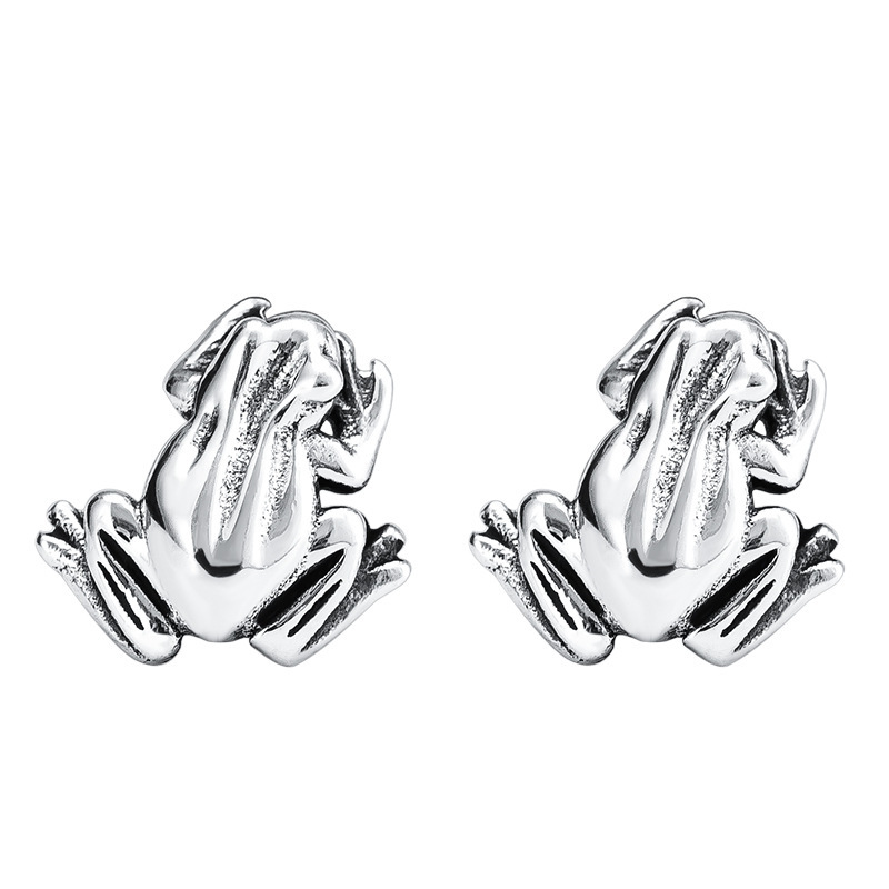 复古银色青蛙耳钉 欧美流行男女朋克耳钉耳环嘻哈耳饰配饰批发