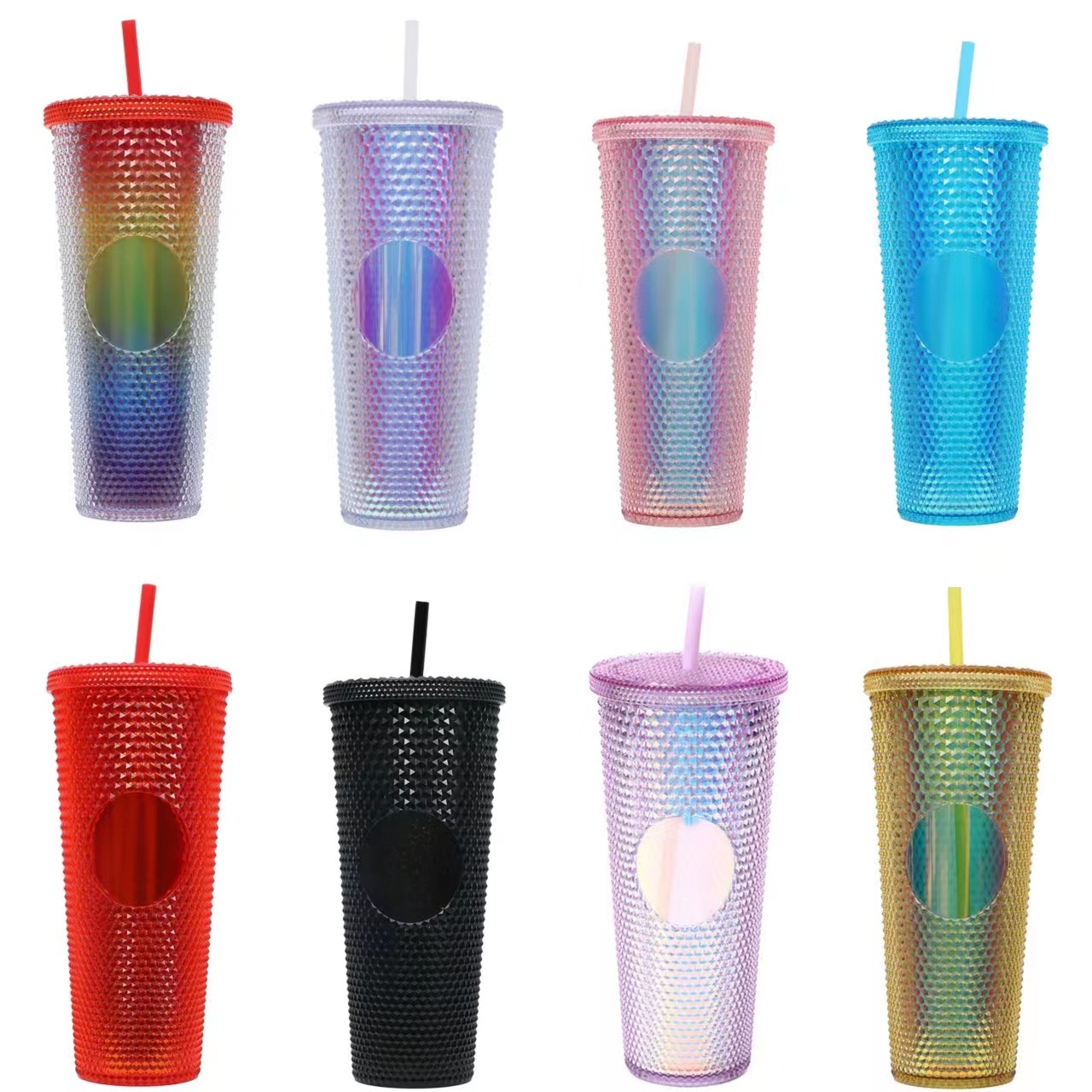 Asterisk Studded Durian Tie Cup 24 Oz710ml Double-Layer Plastic Cup Handy Cup with Straw Corn Durian Cup