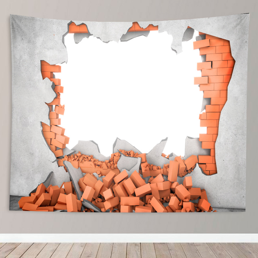 亚马逊挂毯 3d效果破洞墙挂布房间装饰布直播背景布卧室床头挂毯