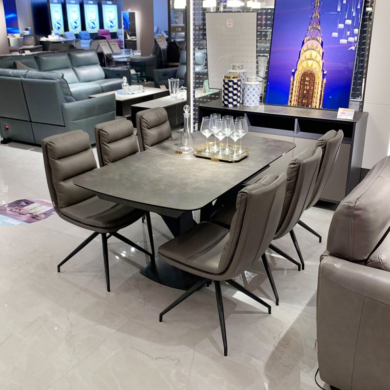 餐桌餐椅6000轻奢岩板可伸缩餐台拉伸芝华士头等舱线下同款