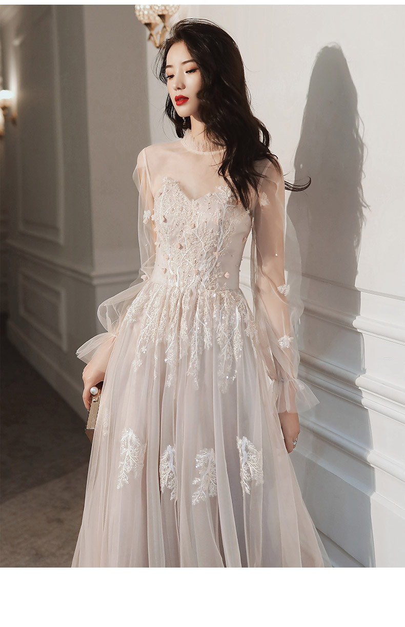 宴会晚礼服裙女2022新款冬长袖艺考气质主持人名媛仙气年会晚礼服