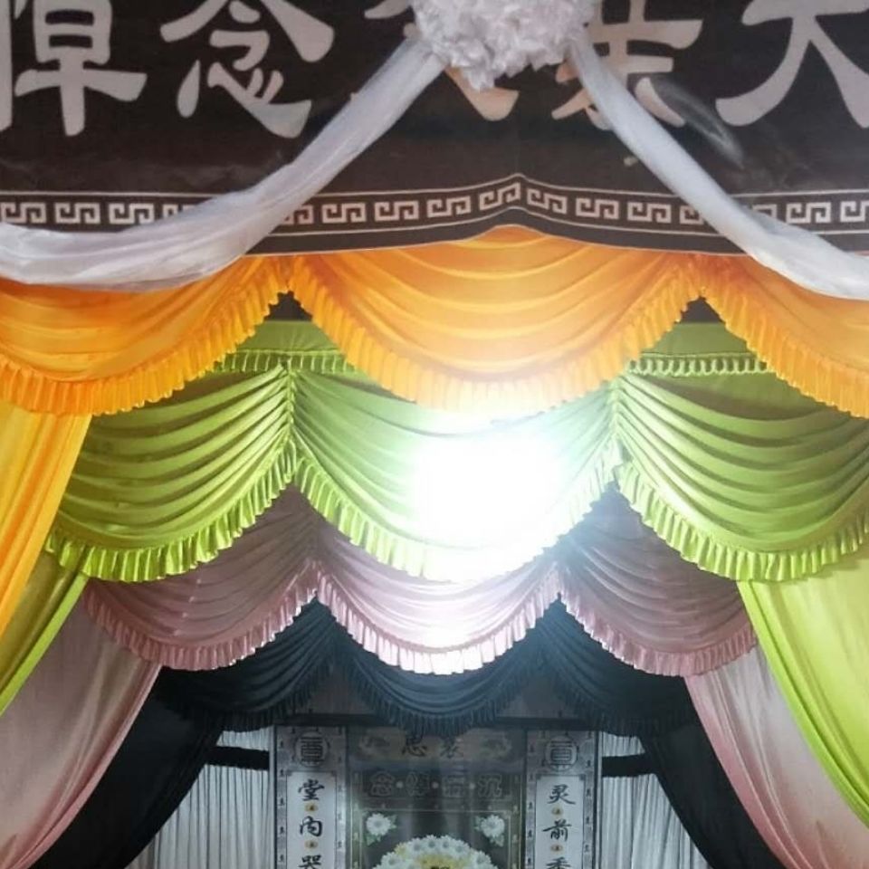 白事灵堂背景布幔殡仪馆丧事葬礼灵棚布置全套纱幔殡葬用品布幔帘