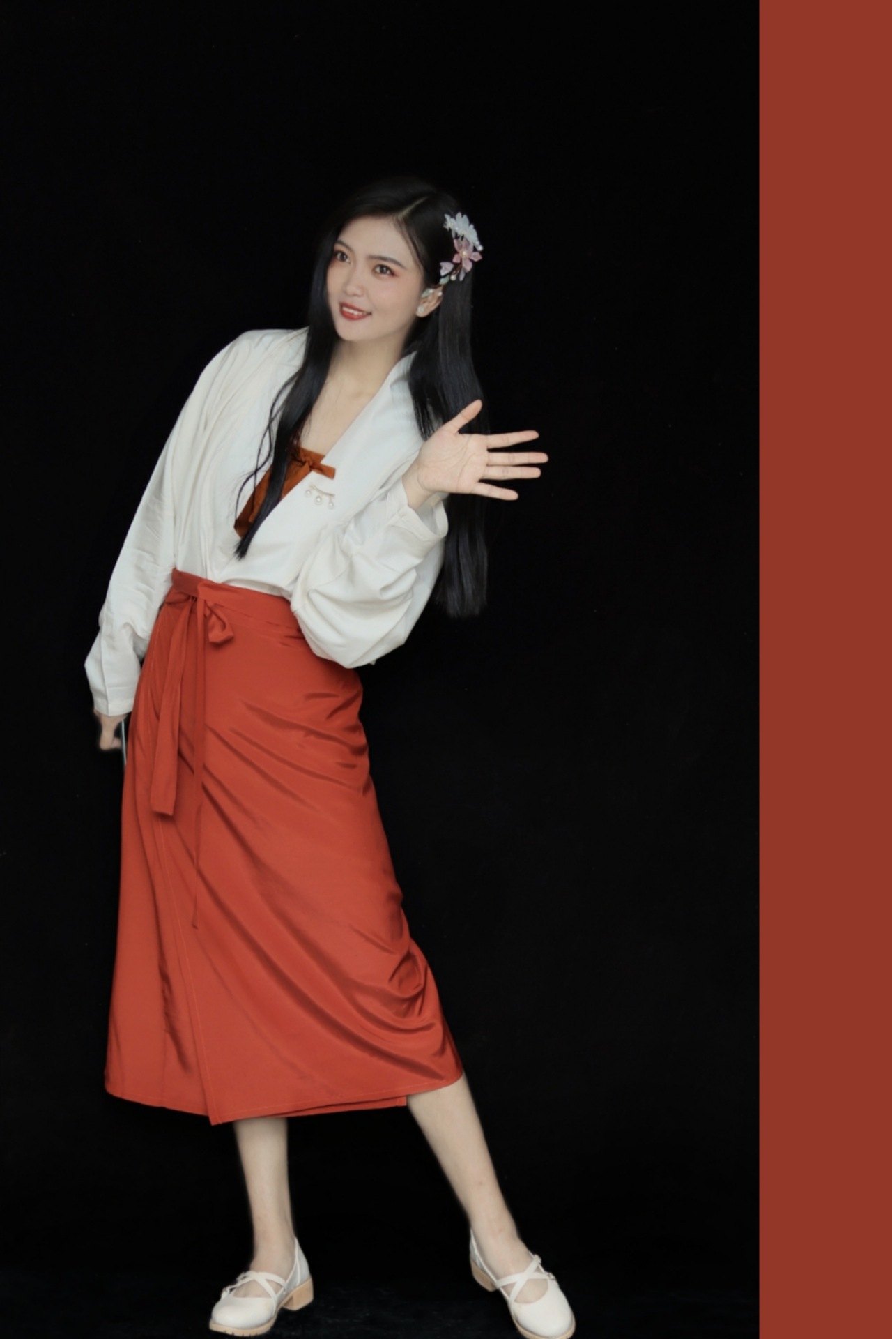 原创日常宋制汉服三件套现货两片裙宋璇裙飞机袖三角褶宋抹春夏季