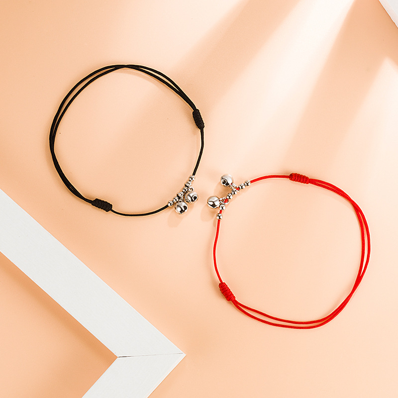 铃铛脚链女红绳带铃铛有声音水音性感简约银古风学生森系手工编织