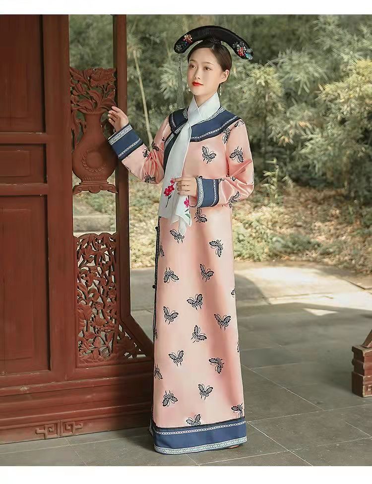 古装清朝旗袍拍抖音延禧攻略同款秋季女装满族盘扣斜襟复古氅衣