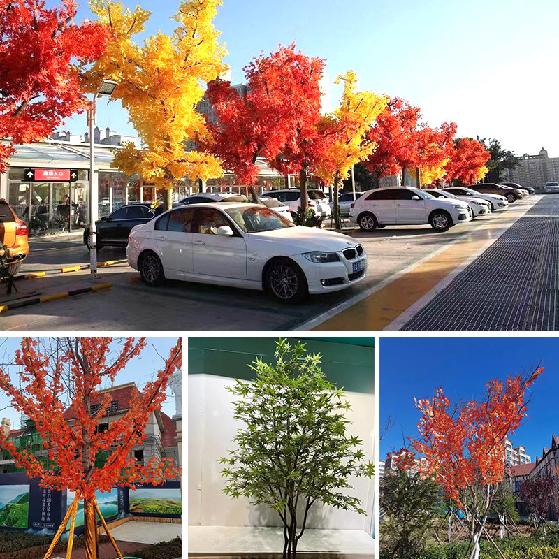 Simulation Red Maple Tree Maple Tree Fake Trees Shaped Tree Fake Red Maple Hotel Shopping Mall Landscape Decorative Tree Large Red Maple Tree