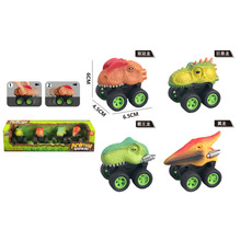 跨境儿童恐龙回力车玩具 迷你霸王龙双冠龙翼龙汽车仿真模型玩具