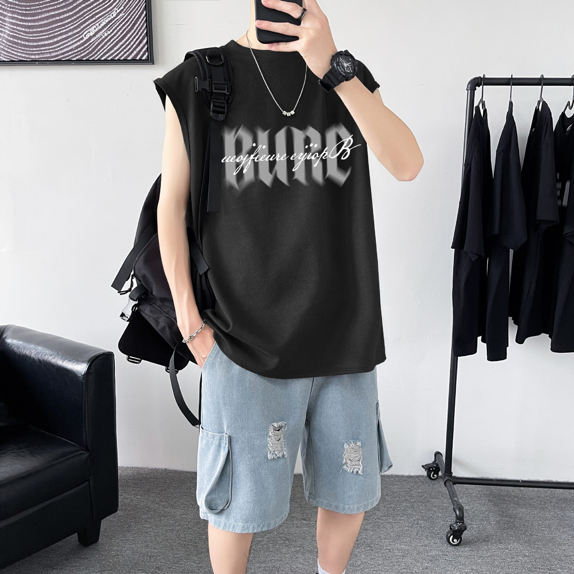 文艺时尚ins百搭潮流男装原宿简约新款休闲套装气质男日系慵懒风