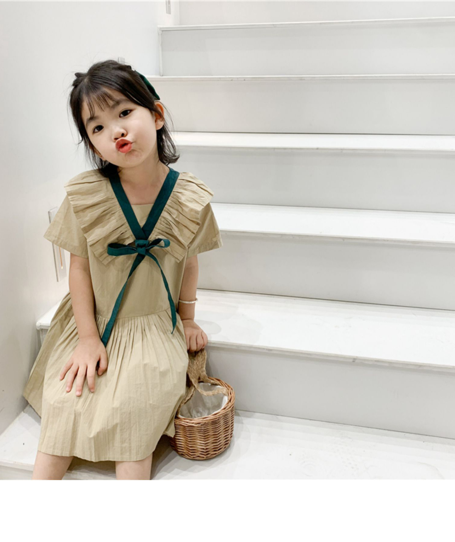 儿童甜美蝴蝶结连衣裙夏款女童裙子童裙3-8岁童装一件代发