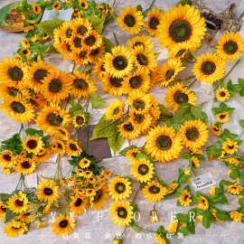 一举夺魁向日葵太阳花仿真花假花人造花酒店盆栽落地家居装饰摆件