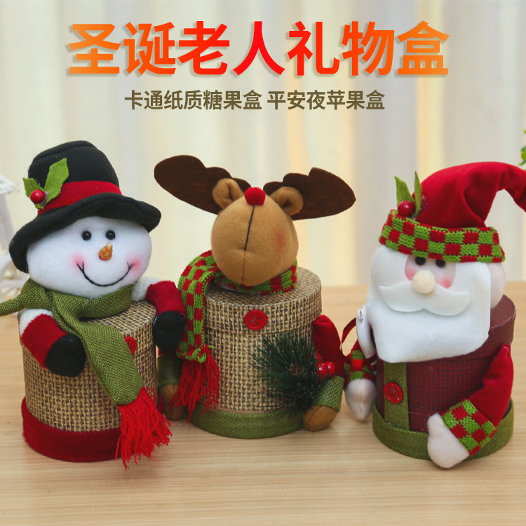 2021新款创意圣诞老人礼物盒平安夜苹果盒圣诞糖果盒装饰品礼物罐
