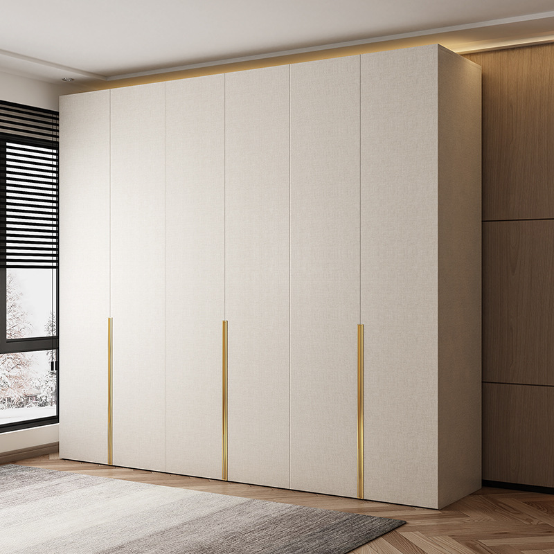 北欧四六门组合柜子整体通顶大衣橱现代简约卧室家用奶油白色衣柜