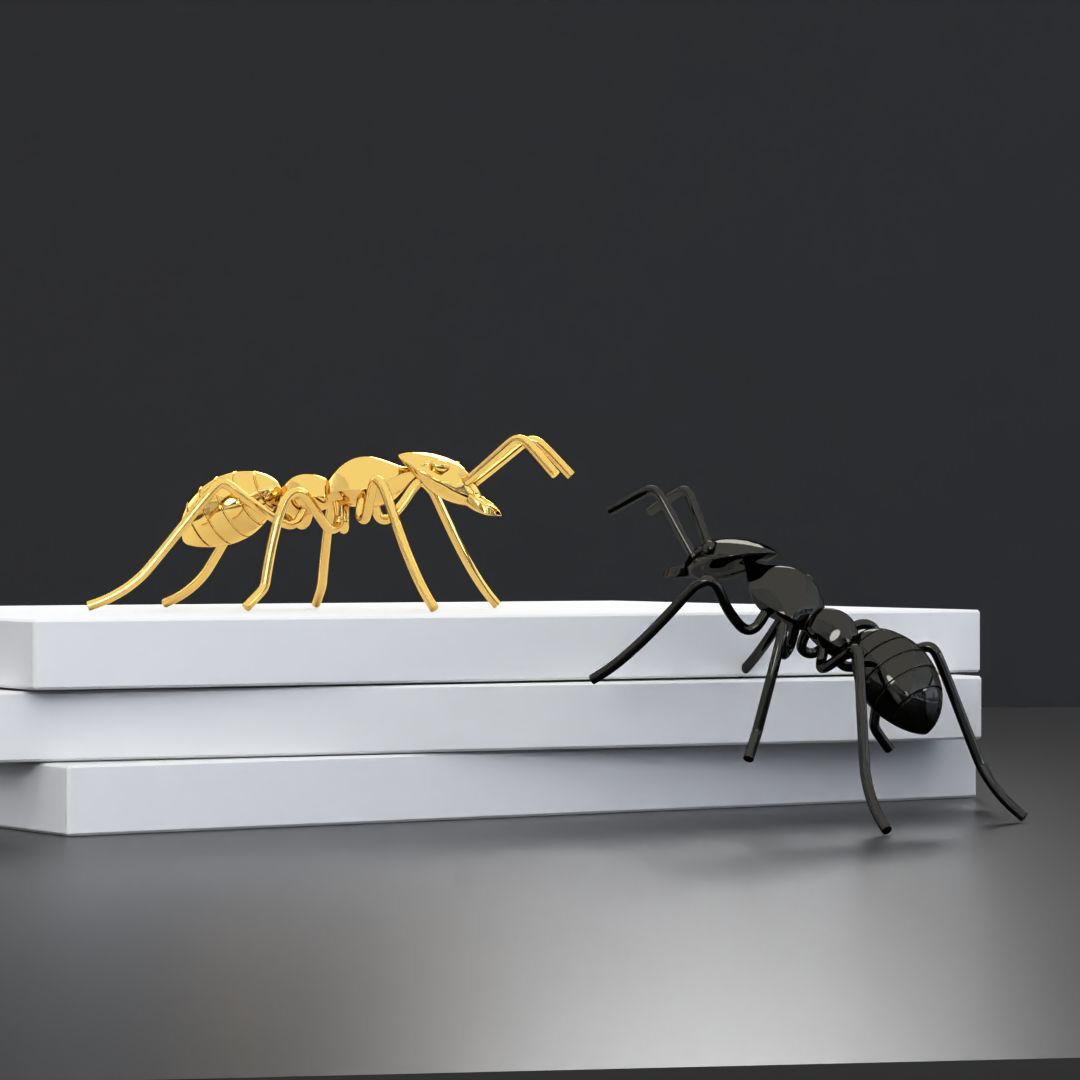 园艺 金属3d金色蚂蚁工艺品创意家居桌面装饰品摆件美观雕花