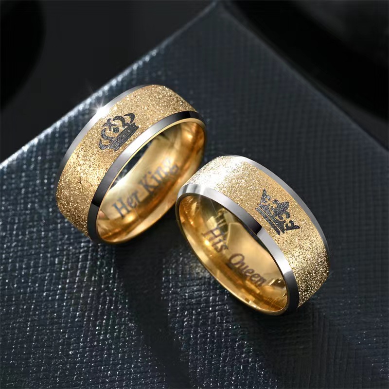 European and American Amazon Supply Her King His Queen Titanium Steel Couple Ring Fashion Hand Accessories Wholesale