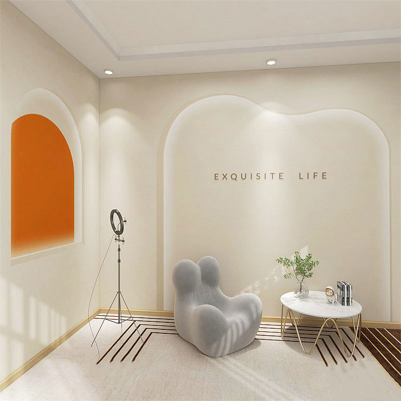 3d立体墙纸网红轻奢女装服装店拍摄直播间背景墙布美容院壁纸拱形