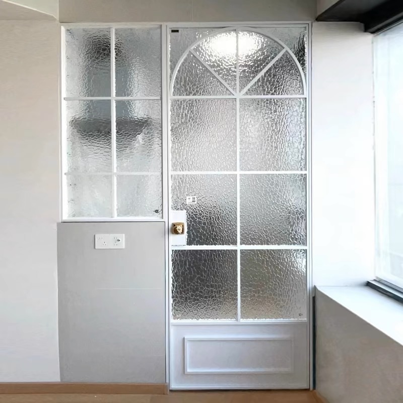 法式复古奶油风极简长虹玻璃门厕所门厨房门卫生间平开门不锈钢门