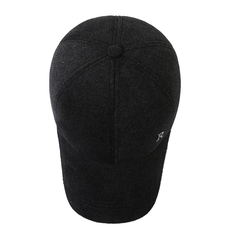 Cotton Hat Men's Middle-Aged and Elderly Baseball Cap Winter Outdoors Thick Wool Warm Ear Protection Hat Peaked Cap Men