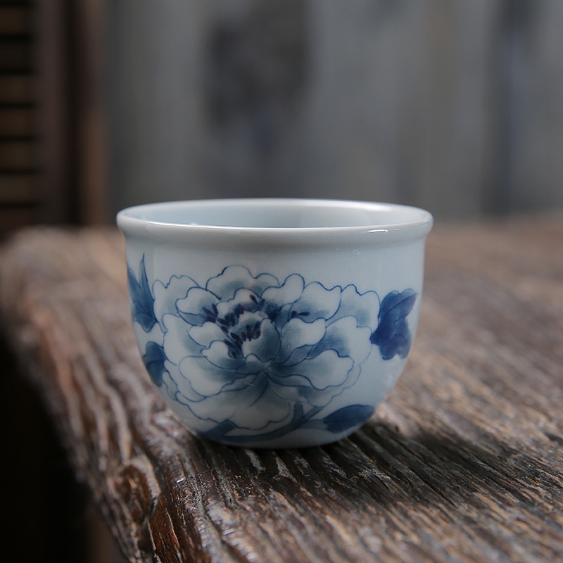 慕陶陶瓷手绘主人单杯纯手工禅定瑞鹤茶杯功夫茶具个人品茗杯茶盏