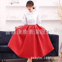 大合唱演出服装红歌比赛女长裙2021新款高中学生气质朗诵表演服装