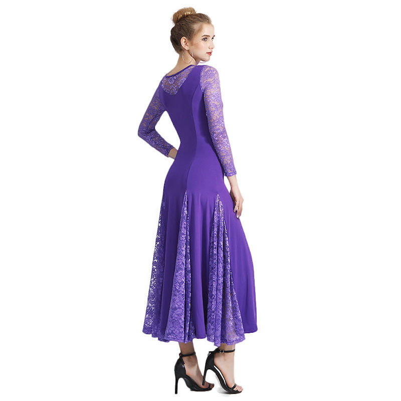 比赛演出服摩登舞裙新款国标舞长裙交谊舞大摆连衣裙华尔兹舞蹈服