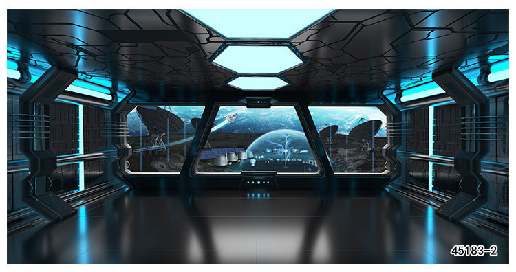 3d科幻太空舱星空宇宙立体空间壁画 办公室电竞酒店馆