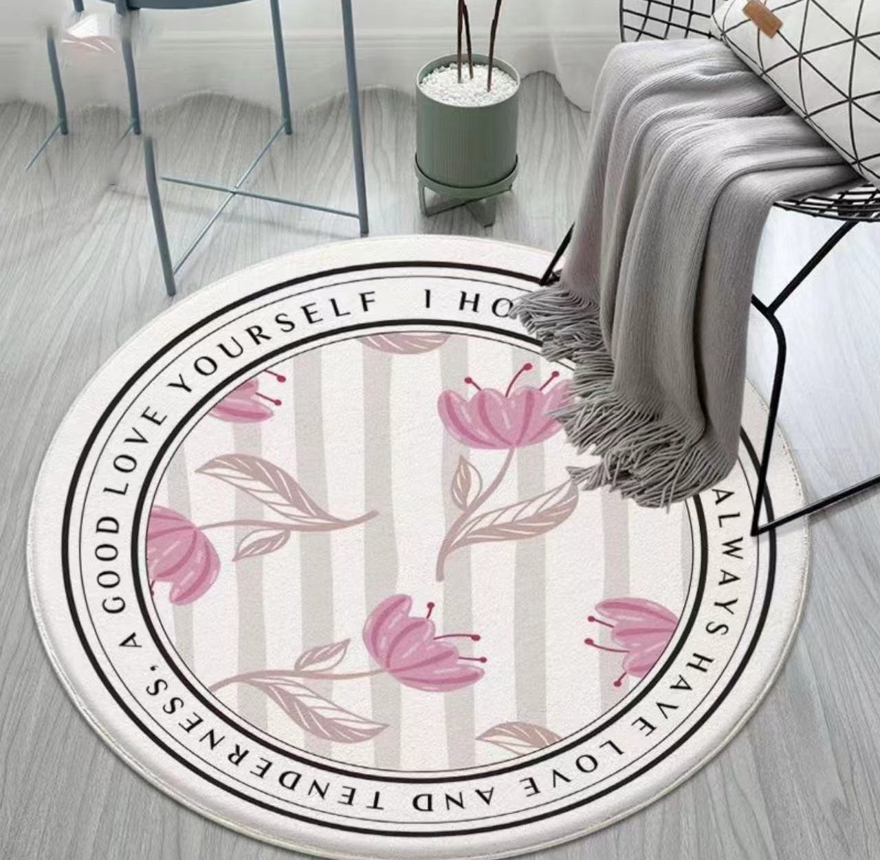 Flower Creative round Cashmere Carpet Nordic Instagram Style Living Room Bedroom Tea Table Cloth Household Bedside round Mat