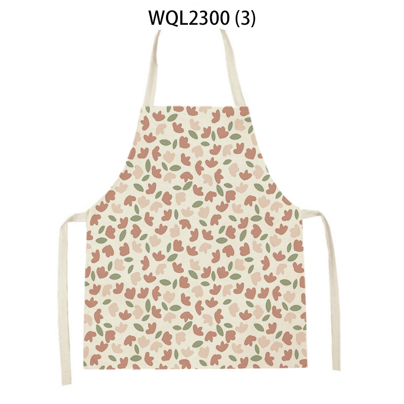 Pastoral Style Floral Kitchen Apron Color Flower Linen Apron Parent-Child Baby Bib Factory Wholesale