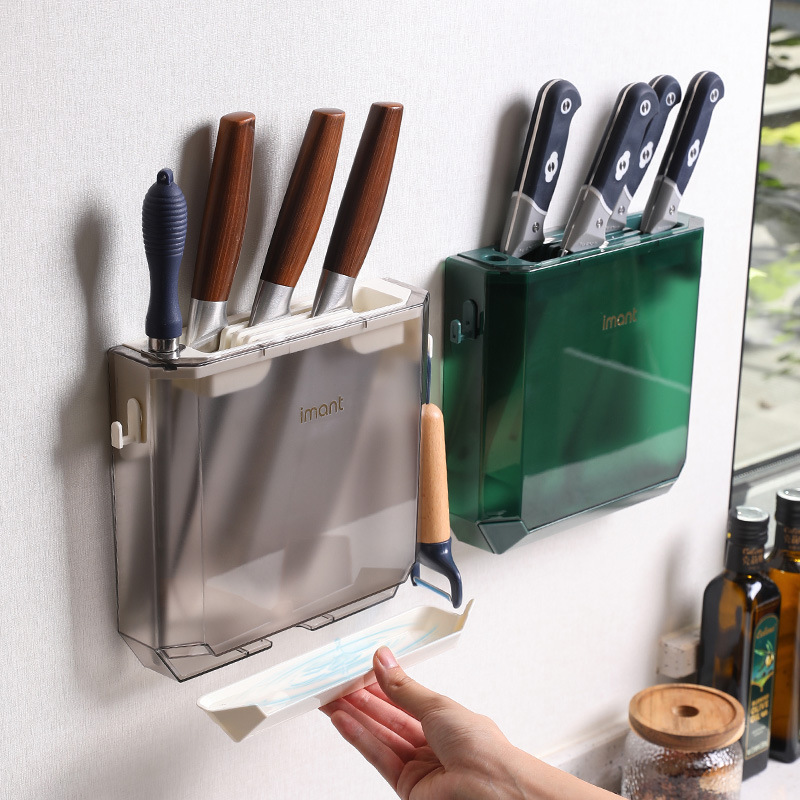 Transparent Knife Storage Rack Kitchen Wall-Mounted Cabinet Ultra-Thin Kitchen Knife Rack Hidden Knife Holder Knife Rack 0779-1